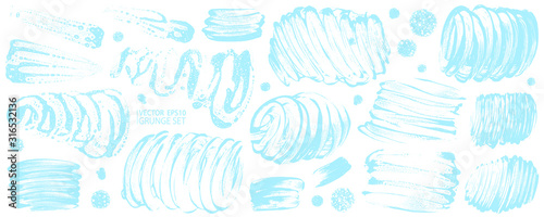 Soap grunge textures set. Foam water. Soap bubble stains collection. Lather. Shampoo. Shaving cream. Bath. Laundry detergent. Cleaning. Washing. Detailed grunge vector.