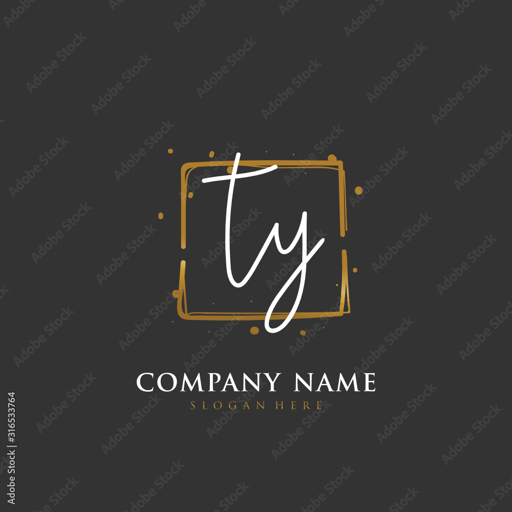 Handwritten initial letter T Y TY for identity and logo. Vector logo template with handwriting and signature style. Handwritten initial letter T Y TY for identity and logo. Vector logo template with handwriting and signature style.