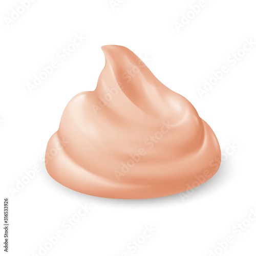 Pink Cream Texture Isolated on White Background. Facial Creme, Foam, Gel or Body Lotion Skincare Icon. Illustration Ice Cream Product Swatch