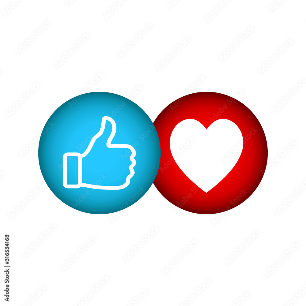 3d vector blue thumbs up and red love round blue cartoon bubble emoticon for social media chat, comment reactions, icon template like emoji character message 3d vector blue thumbs up and red love round blue cartoon bubble emoticon for social media chat, comment reactions, icon template like emoji character message