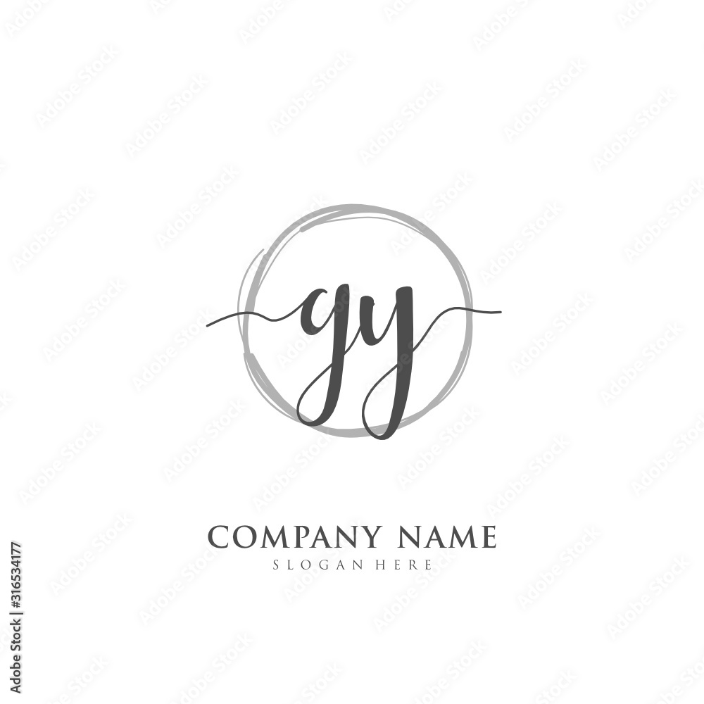 Handwritten initial letter G Y GY for identity and logo. Vector logo template with handwriting and signature style. Handwritten initial letter G Y GY for identity and logo. Vector logo template with handwriting and signature style.
