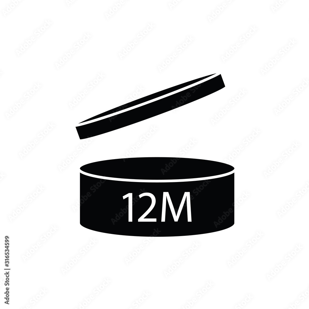 Period after opening PAO symbol 12M icon.The useful lifetime of