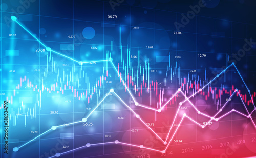 2d rendering Stock market online business concept. business Graph, financial stock market graph illustration ,concept of business investment and stock future trading