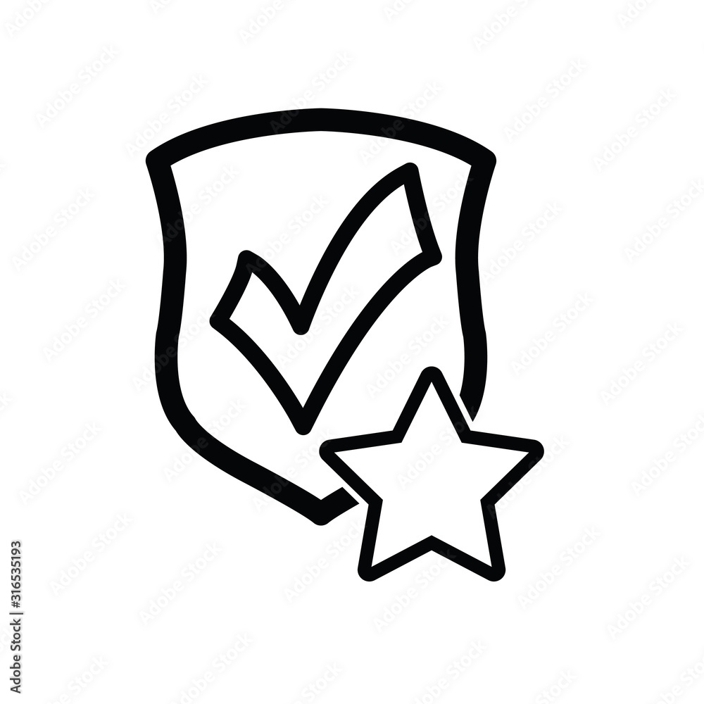 Obraz premium protect icon. secure . Shield with star and check mark icon sign vector
