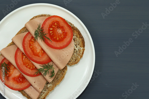 Vegetarian sandwich meat. Plant based meat concept.
