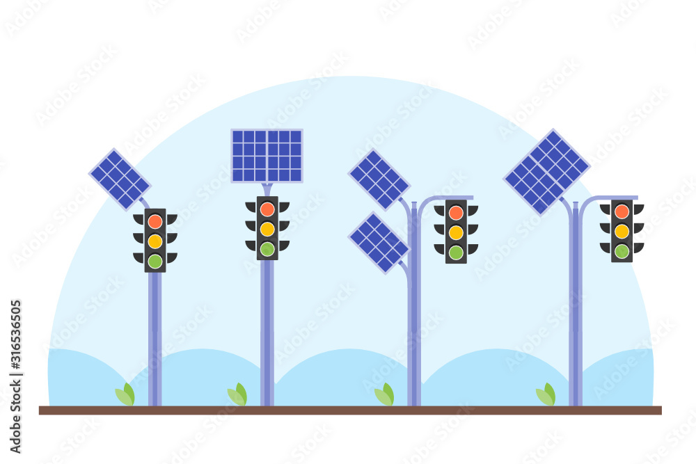 Solar Panel Traffic Light vector illustration design. Green energy electricity element.  Can be used for web and mobile development suitable for infographic