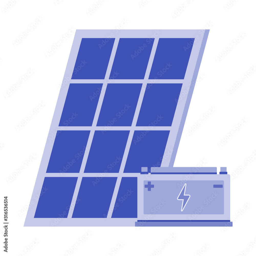 Solar Panel and accu energy vector icon logo illustration design. Green energy electricity concept element.  Can be used for web and mobile development suitable for infographic
