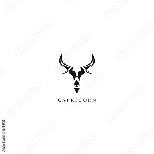 simple modern flat icon black capricorn zodiac logo design