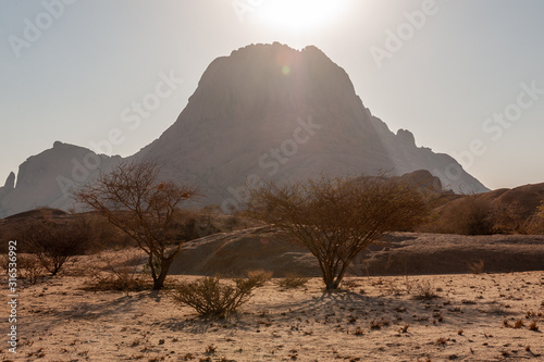 Late Afternoon near Spitzkoppe, and Old Volcano in the Namibian Desert. photo