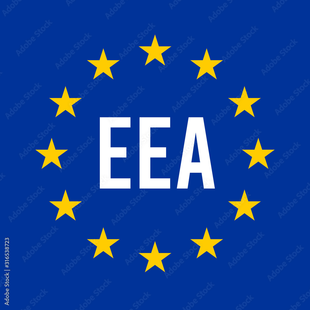 EEA, European Environment Agency sign illustration with the European flag EEA, European Environment Agency sign illustration with the European flag