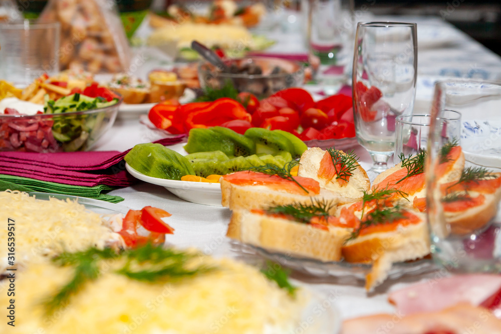 Festive table in Russia. Snack on the festive table. Festive table in Russia. Snack on the festive table.