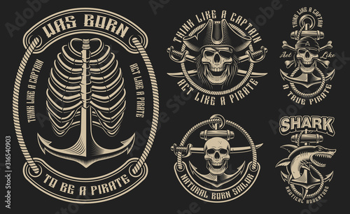 Set of vector illustrations for the pirate theme