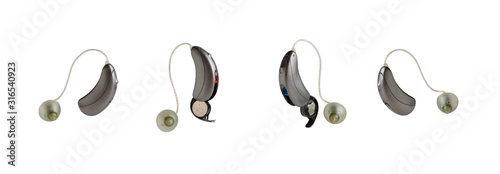 Tableau sur toile Hearing aids for hearing impairment, white background