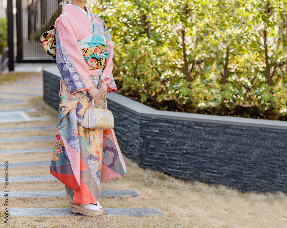 振袖を着た若い女性 振袖を着た若い女性