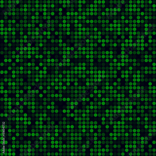 Abstract background. Filled pattern of multiple rings. Green colored seamless background. Cool vector illustration.