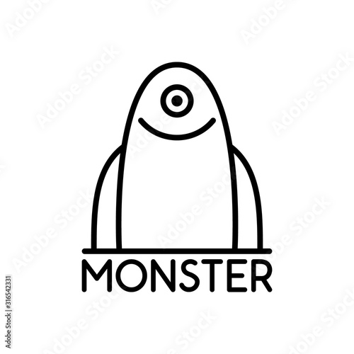 illustration vector graphic of simple logo of one-eyed monster smiling, perfect for a company logo or symbol