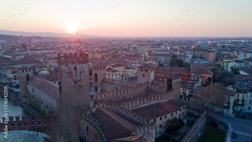 Aerial video shooting with drone of Verona, city on the Adige river in Veneto famous for Romeo and Juliet a Shakespeare’s play, has been awarded World Heritage Site status by UNESCO