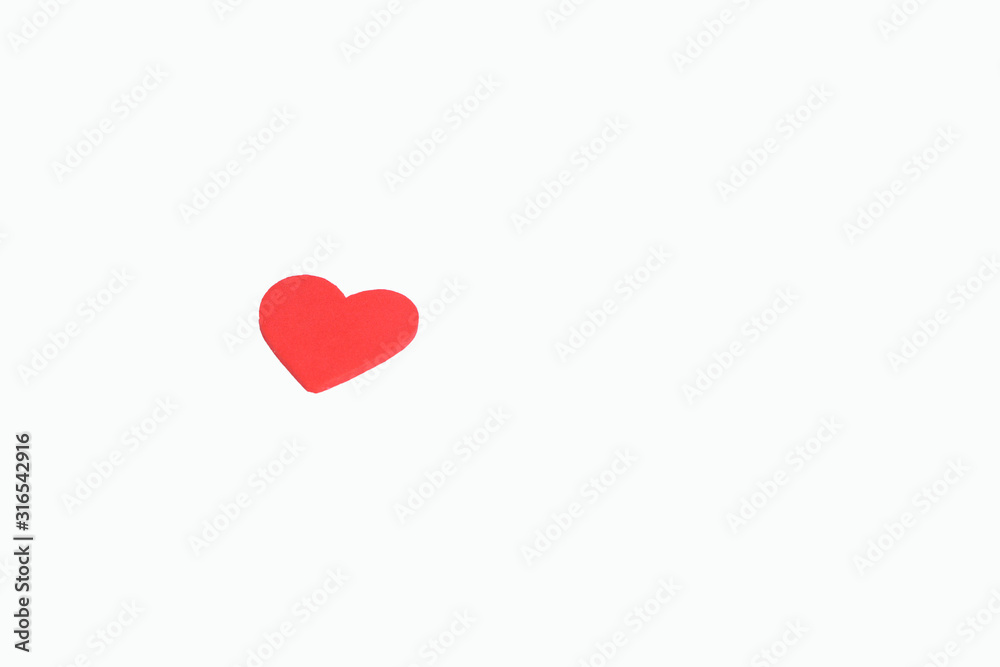 Red heart shape on white background, valentine concept.