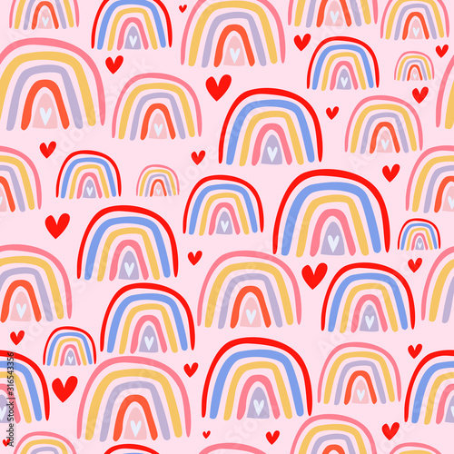 Cute rainbow seamless pattern. Editable vector illustration.