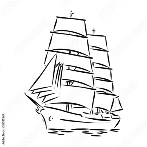 vector illustration of a ship