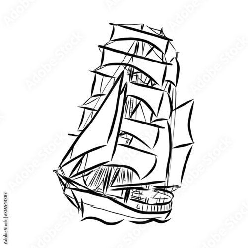 vector illustration of a ship