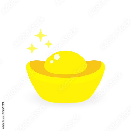 Chinese gold ingot icon isolated on white background. Vector illustration