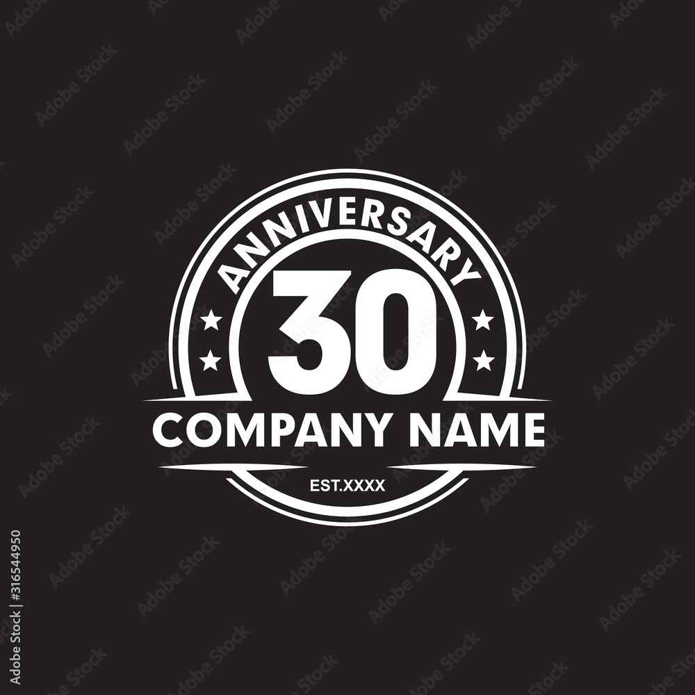 30th year anniversary emblem logo design vector template