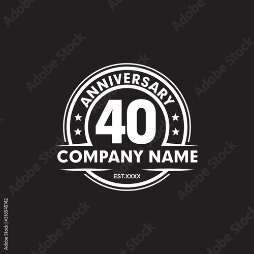 40th year anniversary emblem logo design vector template Fototapeta