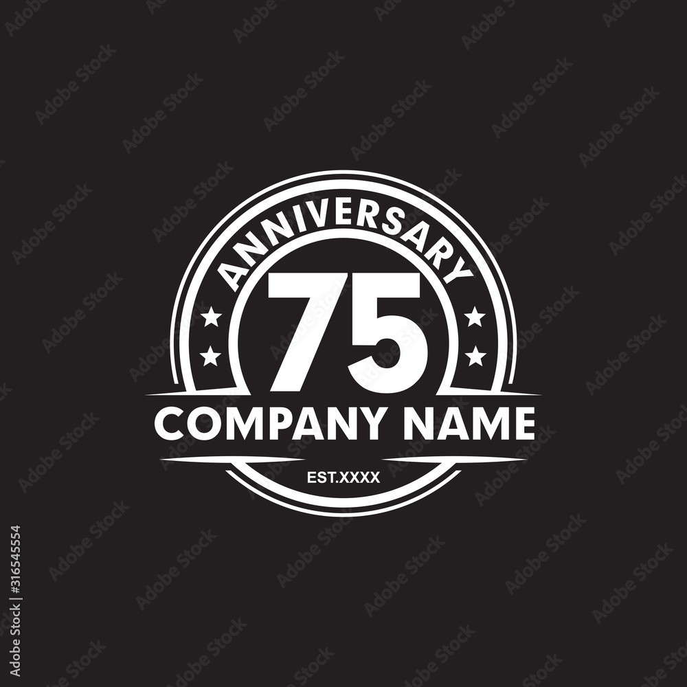 Obraz premium 75th year anniversary emblem logo design vector template
