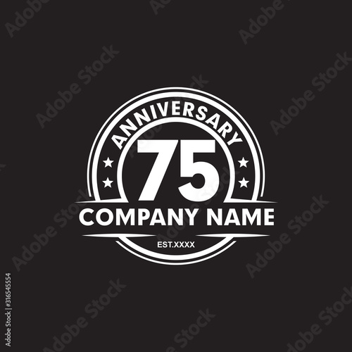 75th year anniversary emblem logo design vector template