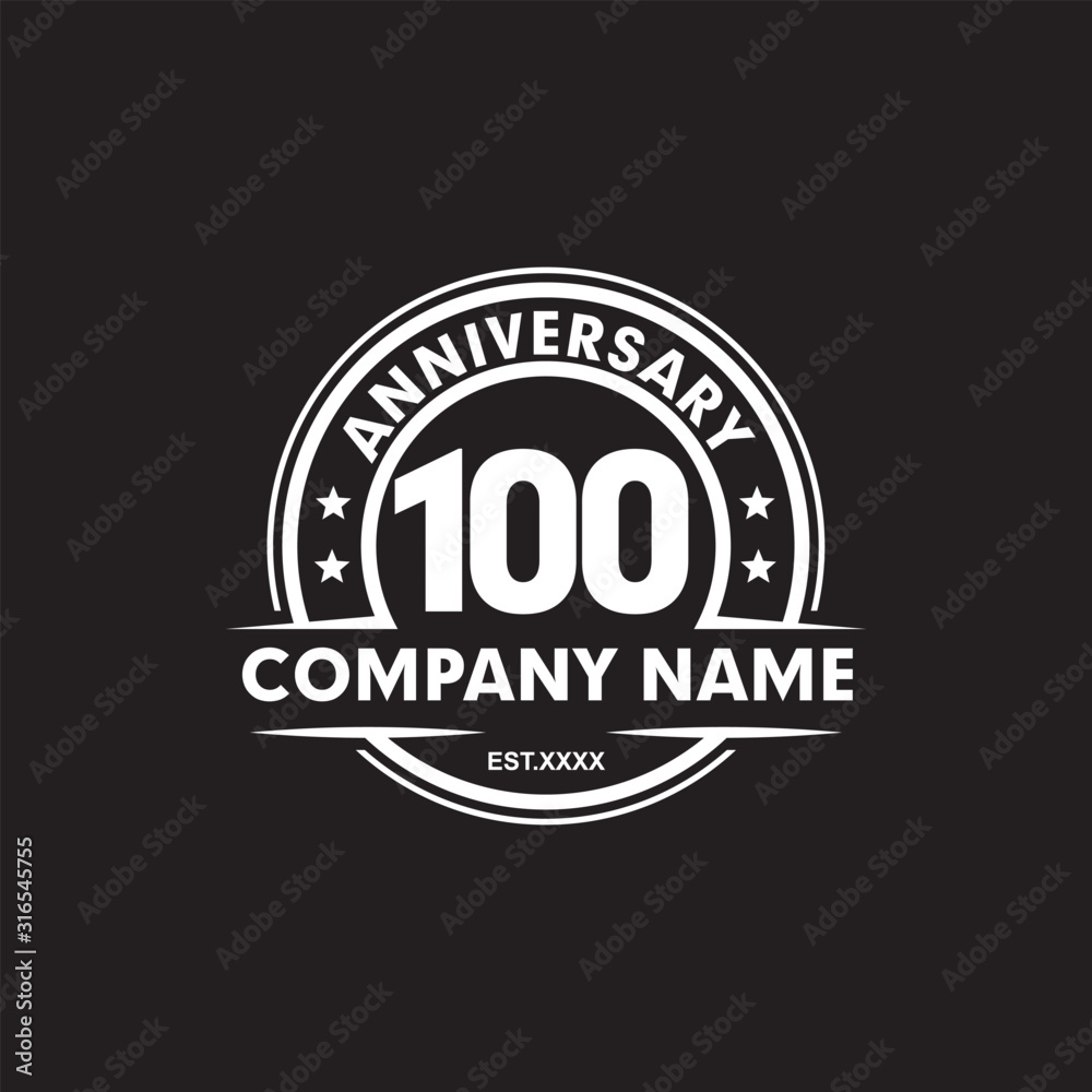Obraz premium 100th year anniversary emblem logo design vector template