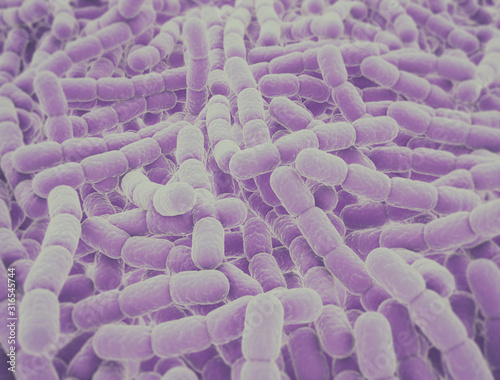 Streptococcus pneumonia bacteria cells. Microscopic 3D render background