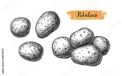 Ink sketch of potatoes.