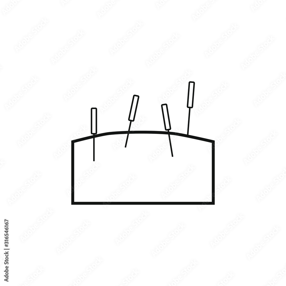 Naklejka premium vector icon with acupuncture needles pinned to the skin