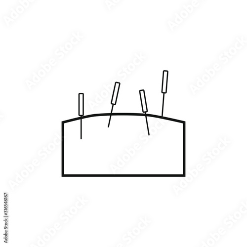 vector icon with acupuncture needles pinned to the skin