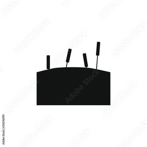 vector icon with acupuncture needles pinned to the skin