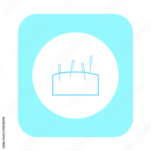 vector icon with acupuncture needles pinned to the skin