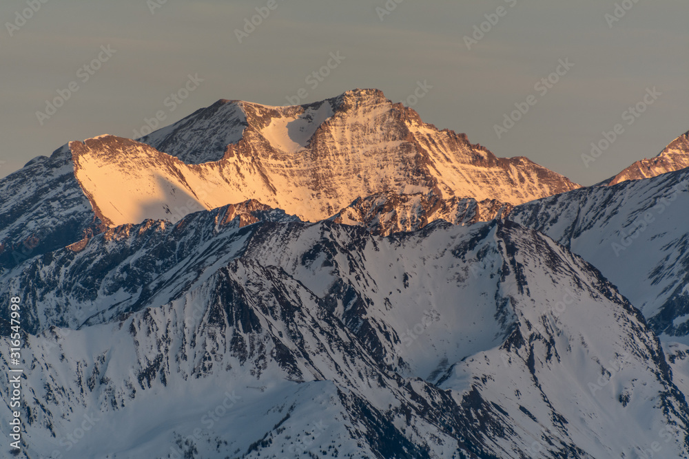 Sonnenuntergang am Gipfel Hoher Tenn, Salzburg, Hohe Tauern, Alpen