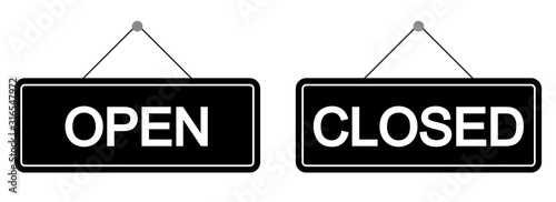 Open and closed sign set. Vector