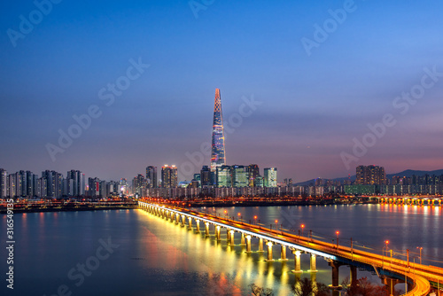 Canvas Print seoul city at night south korea