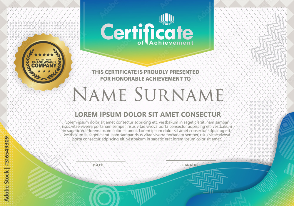Fototapeta premium Certificate template with texture modern pattern background,