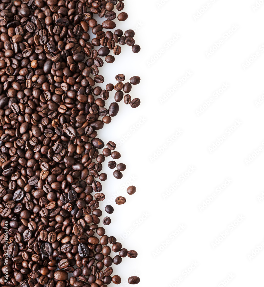 Roasted coffee beans background with copy space Roasted coffee beans background with copy space