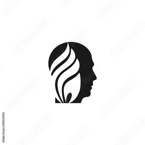 Vector symbol of human head. Profile face isolated on white background. Concept sign for business, science, psychology, medicine. Creative sign design Man silhouette. Modern logo photo