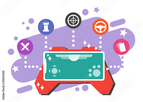 Mobile game genre variation vector icon logo illustration design. Playing smartphone games utility concept element. Can be used for web, mobile, infographic, and print.