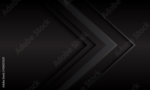 Abstract dark grey metallic arrow direction with blank space design modern futuristic background vector illustration.