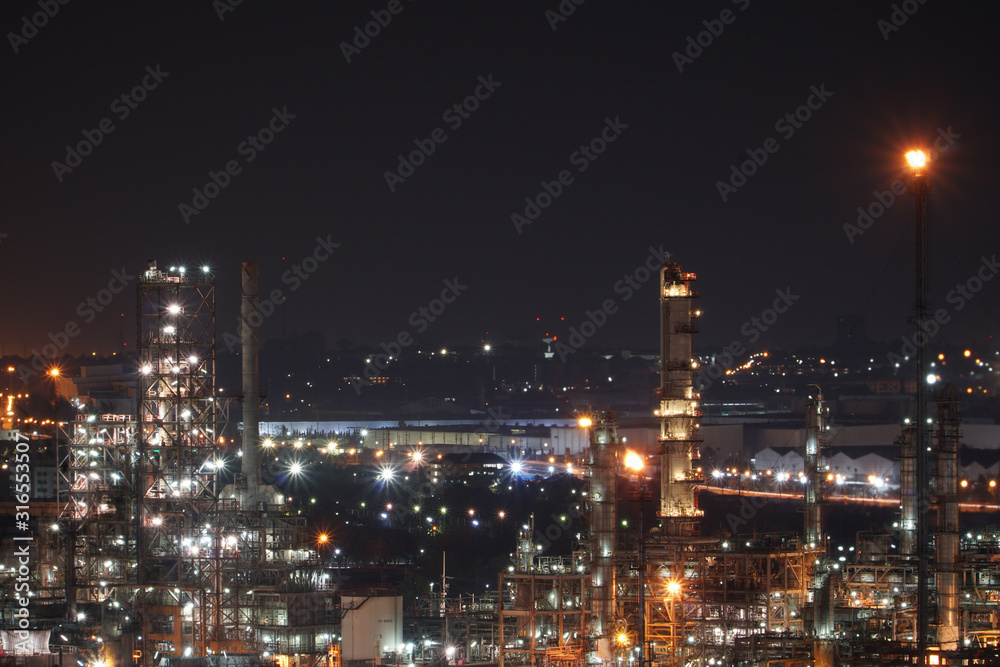 Petrochemical industry in the night time.
