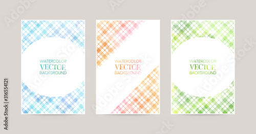 watercolor vector plaid background set : blue orange green © Kbiscuit