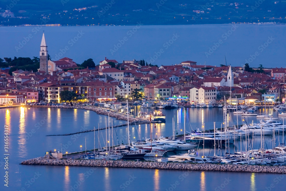 Bay and marina of Izola, Adriatic Slovenia, Europe,