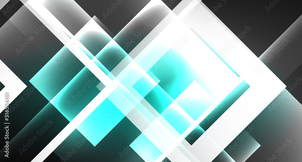 Neon shiny color squares on black, modern template Neon shiny color squares on black, modern template