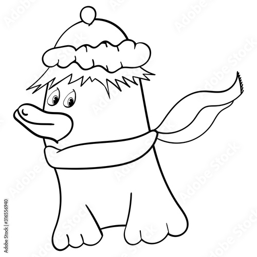 domestic animal. Winter spring season. Fashionable animalistic illustration. Coloring page  Coloring book. Contour. Vector doodle illustration